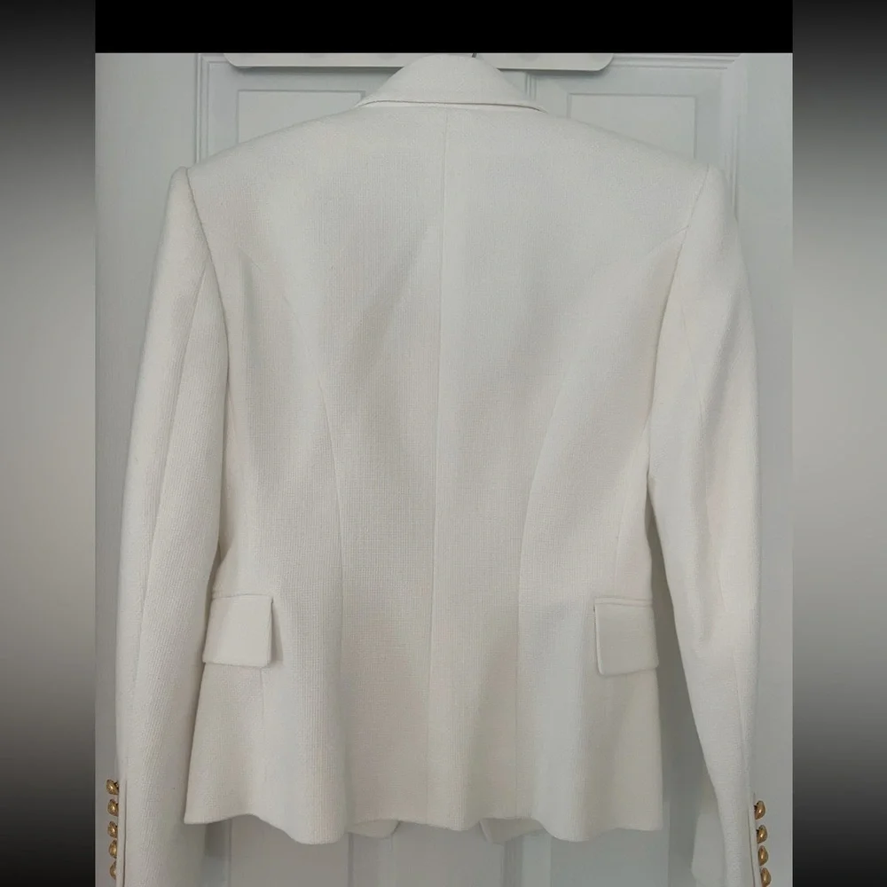 BALMAIN Double-Breasted Piqué Blazer - Picture 3 of 13